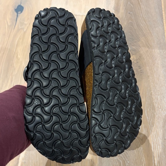 Betula by Birkenstock Black Strap Sandals with Tan Footbed - Picture 9 of 10